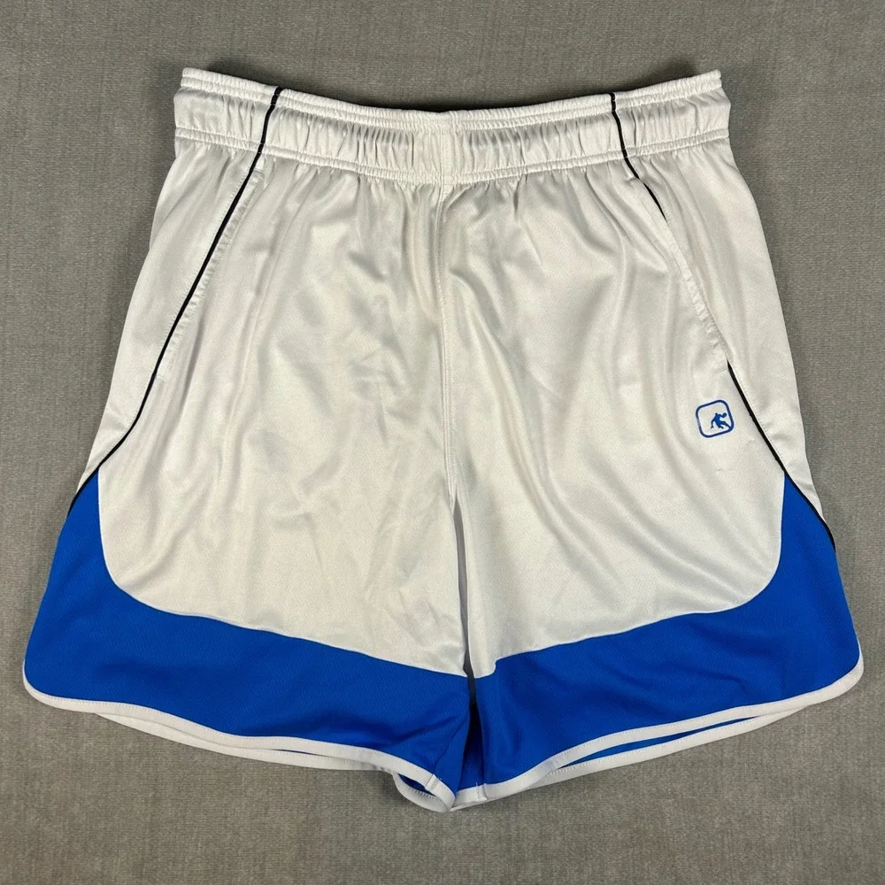 AND1 Mens Basketball Shorts White Blue Mesh Athletic Gym Large ANM251SH03